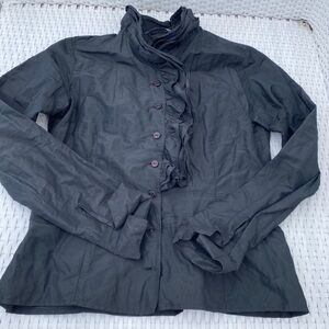 Silvia Tcherassi Charcoal Ruffled Blouse